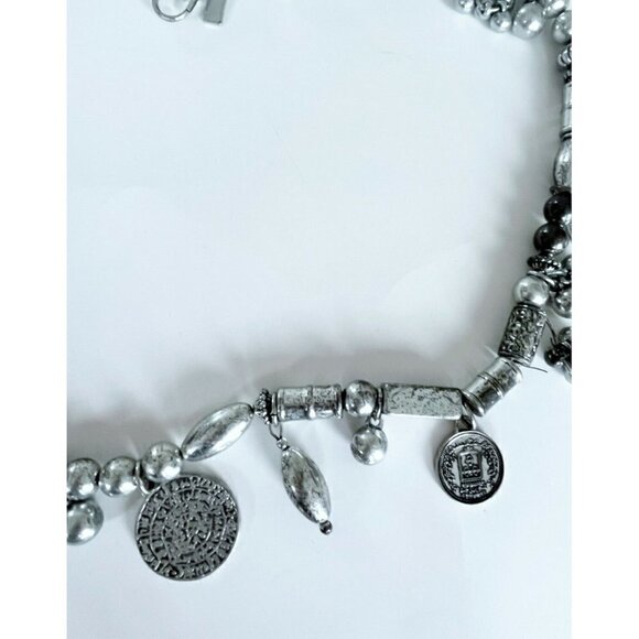 Chico's Parker Silver-Tone Coin Dangling Charms Chain Belt Size M Boho Gypsy - Picture 10 of 11